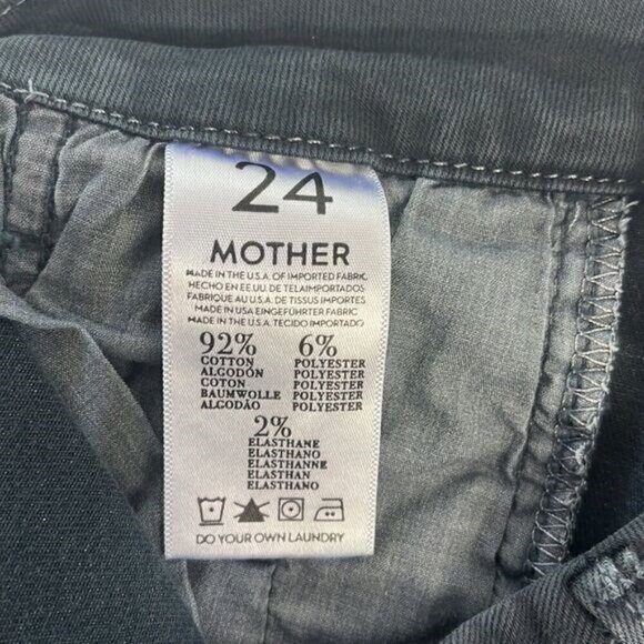 Mother Muse Twill Pants Midnight Blue Zip Pockets Skinny Leg Crop Denim Jeans 24 - Picture 9 of 12